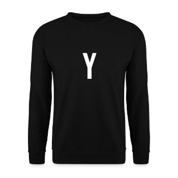 Y-Buchstaben-Zahlensymbol Alphabet-Initiale - Unisex Pullover - Schwarz - Vorne - Alina (178cm) & Michal (187cm)
