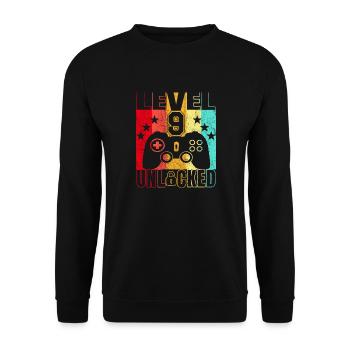 9 Years Birthday Shirt Gamer 9. - Unisex Sweatshirt - black - Front - Alina (178cm) & Michal (187cm)