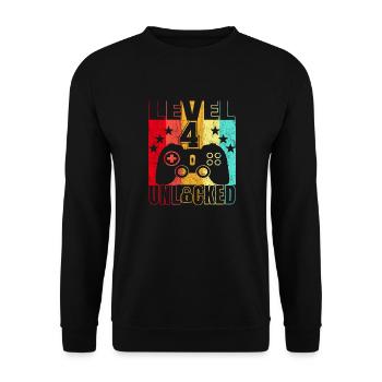 4 ans Birthday Shirt Gamer 4. - Sweat-shirt Unisexe - noir - Devant - Alina (178cm) & Michal (187cm)