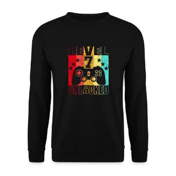 7 Years Birthday Shirt Gamer 7. - Unisex Sweatshirt - black - Front - Alina (178cm) & Michal (187cm)