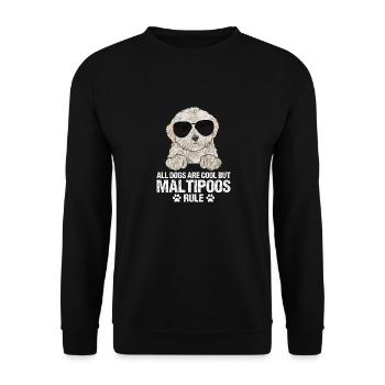 Maltipoo Hund - Unisex Pullover - Schwarz - Vorne - Alina (178cm) & Michal (187cm)
