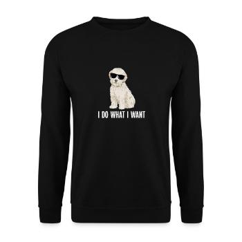 Maltipoo Hund - Unisex Pullover - Schwarz - Vorne - Alina (178cm) & Michal (187cm)
