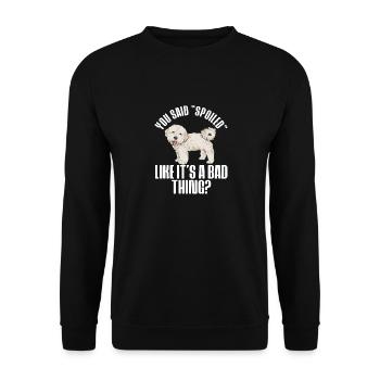 Maltipoo Hund - Unisex Pullover - Schwarz - Vorne - Alina (178cm) & Michal (187cm)