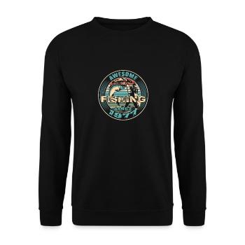 Génial depuis 1977. Angel, l’anniversaire du pêcheur - Sweat-shirt Unisexe - noir - Devant - Alina (178cm) & Michal (187cm)