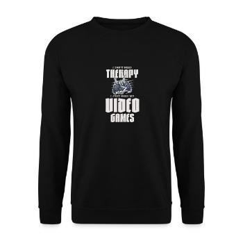 Ich brauche keine Therapie Ich brauche nur meine Videospiele - Unisex Pullover - Schwarz - Vorne - Alina (178cm) & Michal (187cm)