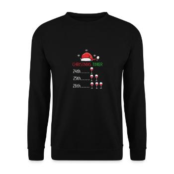 Christmas Timer Retro Funny Wine Lover Designs - Unisex Sweatshirt - black - Front - Alina (178cm) & Michal (187cm)