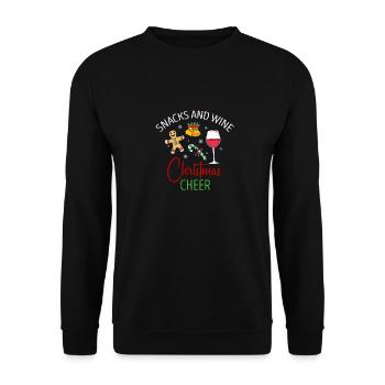 Snacks And Wine Christmas Cheer Retro Funny Design - Unisex Sweatshirt - black - Front - Alina (178cm) & Michal (187cm)