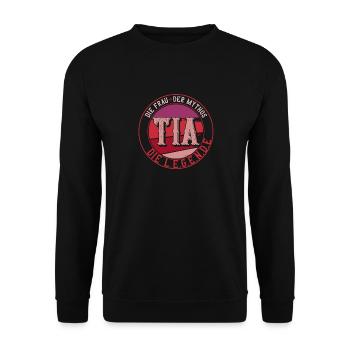 Die frau der Mythos die Legende Tia - Unisex Pullover - Schwarz - Vorne - Alina (178cm) & Michal (187cm)