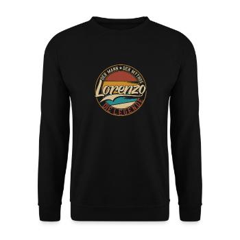 Lorenzo Der Mann der Mythos die Legende Geschenk - Unisex Pullover - Schwarz - Vorne - Alina (178cm) & Michal (187cm)