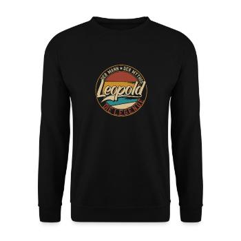 Leopold Der Mann der Mythos die Legende Geschenk - Unisex Pullover - Schwarz - Vorne - Alina (178cm) & Michal (187cm)