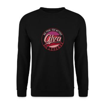 Die frau der Mythos die Legende Alva - Unisex Pullover - Schwarz - Vorne - Alina (178cm) & Michal (187cm)