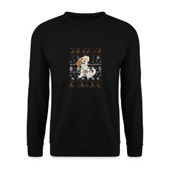 Christmas Dog with Fairy Lights - Unisex Sweatshirt - black - Front - Alina (178cm) & Michal (187cm)