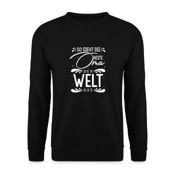 So Sieht Die Beste Oma Der Welt Aus - Geschenk Gro - Unisex Pullover - Schwarz - Vorne - Alina (178cm) & Michal (187cm)