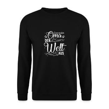 So Sieht Die Beste Oma Der Welt Aus - Geschenk Gro - Unisex Pullover - Schwarz - Vorne - Alina (178cm) & Michal (187cm)