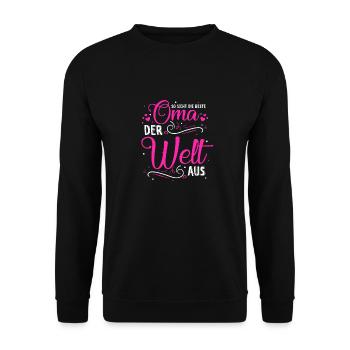 So Sieht Die Beste Oma Der Welt Aus - Geschenk Lie - Unisex Pullover - Schwarz - Vorne - Alina (178cm) & Michal (187cm)