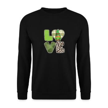 Saint-Patrick Nain chanceux Amour Léopard Plaid - Sweat-shirt Unisexe - noir - Devant - Alina (178cm) & Michal (187cm)