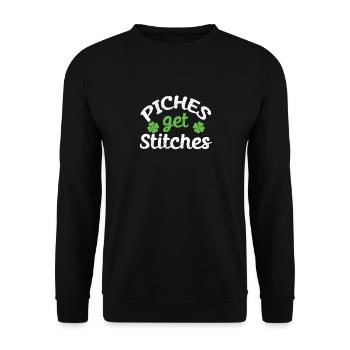 Pinches Get Stitches St Patrick’s Day Shamrock Luck - Sweat-shirt Unisexe - noir - Devant - Alina (178cm) & Michal (187cm)