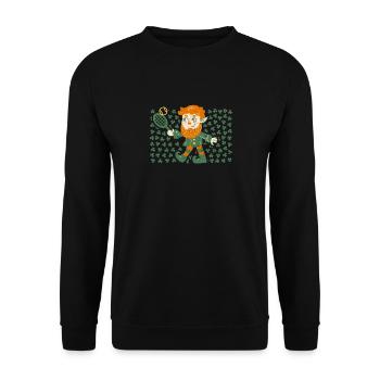 Leprechaun Joueur de tennis drôle St Patrick’s Day - Sweat-shirt Unisexe - noir - Devant - Alina (178cm) & Michal (187cm)