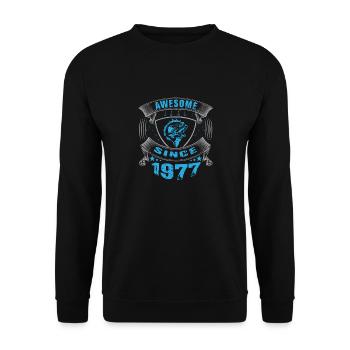 Génial depuis 1977. Angel, l’anniversaire du pêcheur - Sweat-shirt Unisexe - noir - Devant - Alina (178cm) & Michal (187cm)