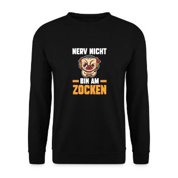 Nerv nicht am am gambling dog gamer - Unisex Sweatshirt - black - Front - Alina (178cm) & Michal (187cm)