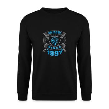Awesome since 1997. Angel, Angler Geburtstag - Unisex Pullover - Schwarz - Vorne - Alina (178cm) & Michal (187cm)