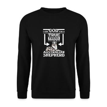 Dieu m’envoie un berger australien - Sweat-shirt Unisexe - noir - Devant - Alina (178cm) & Michal (187cm)