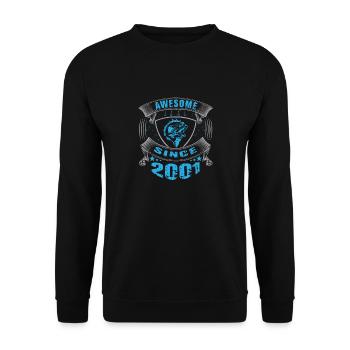 Awesome since 2001. Angel, Angler Geburtstag - Unisex Pullover - Schwarz - Vorne - Alina (178cm) & Michal (187cm)