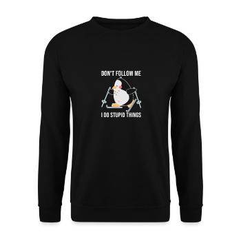 Dont Follow Me Skiing Winter Snow Christmas Ski - Unisex Sweatshirt - black - Front - Alina (178cm) & Michal (187cm)