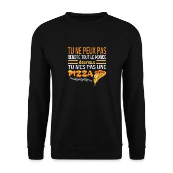 Sweat ras-du-cou Premium Femme et Homme - Sweat-shirt Unisexe - noir - Devant - Alina (178cm) & Michal (187cm)