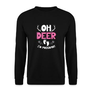 Oh Deer Im Pregnant Pregnancy Birth - Unisex Sweatshirt - black - Front - Alina (178cm) & Michal (187cm)