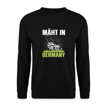 Mäht In Germany Garten Gartenarbeit Rasenmäher - Unisex Pullover - Schwarz - Vorne - Alina (178cm) & Michal (187cm)