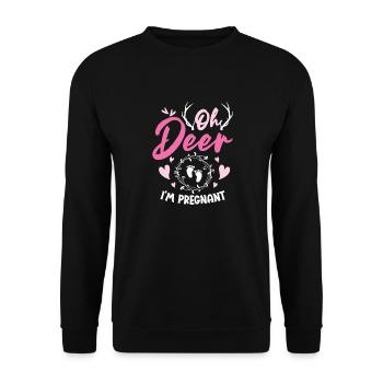 Oh Deer Im Pregnant Schwangerschaft Geburt - Unisex Pullover - Schwarz - Vorne - Alina (178cm) & Michal (187cm)
