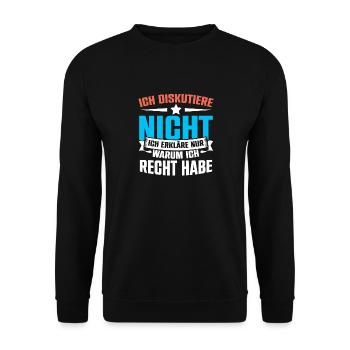 Ich Diskutiere Nicht Ich Erkläre Nur - Unisex Pullover - Schwarz - Vorne - Alina (178cm) & Michal (187cm)