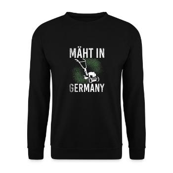 Mäht In Germany Garten Gartenarbeit Rasenmäher - Unisex Pullover - Schwarz - Vorne - Alina (178cm) & Michal (187cm)