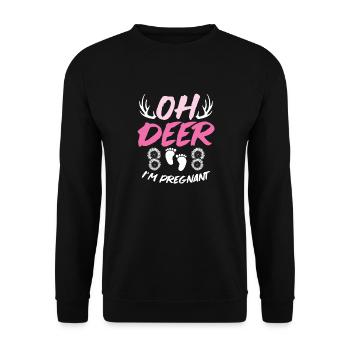 Oh Deer Im Pregnant Schwangerschaft Geburt - Unisex Pullover - Schwarz - Vorne - Alina (178cm) & Michal (187cm)