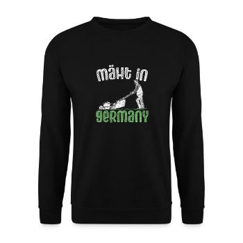 Mäht In Germany Garten Gartenarbeit Rasenmäher - Unisex Pullover - Schwarz - Vorne - Alina (178cm) & Michal (187cm)