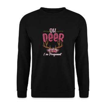 Oh Deer Im Pregnant Pregnancy Birth - Unisex Sweatshirt - black - Front - Alina (178cm) & Michal (187cm)