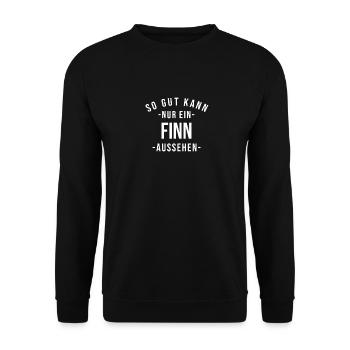 Finn Name Spruch Geschenk Vorname Finn - Unisex Pullover - Schwarz - Vorne - Alina (178cm) & Michal (187cm)