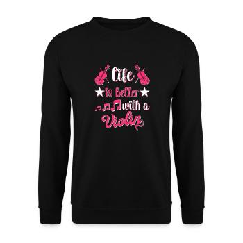 Violine Musik Geige Violinspieler Musikerin - Unisex Pullover - Schwarz - Vorne - Alina (178cm) & Michal (187cm)