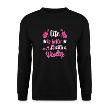 Violon Musique Violoniste Musicien - Sweat-shirt Unisexe - noir - Devant - Alina (178cm) & Michal (187cm)