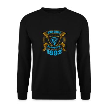 Awesome since 1992. Angel, Angler's birthday - Unisex Sweatshirt - black - Front - Alina (178cm) & Michal (187cm)