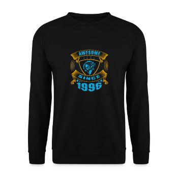 Awesome since 1996. Angel, Angler Geburtstag - Unisex Pullover - Schwarz - Vorne - Alina (178cm) & Michal (187cm)
