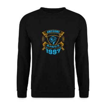Awesome since 1997. Angel, Angler Geburtstag - Unisex Pullover - Schwarz - Vorne - Alina (178cm) & Michal (187cm)