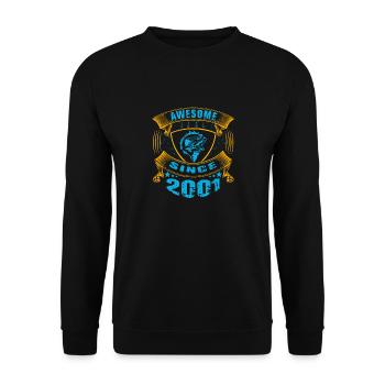 Awesome since 2001. Angel, Angler's birthday - Unisex Sweatshirt - black - Front - Alina (178cm) & Michal (187cm)
