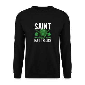 Saint Hat Tricks St Patricks Day Ice Hockey Clover - Unisex Sweatshirt - black - Front - Alina (178cm) & Michal (187cm)