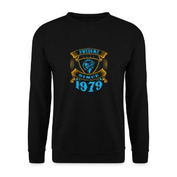 Awesome since 1979. Angel, Angler's birthday - Unisex Sweatshirt - black - Front - Alina (178cm) & Michal (187cm)