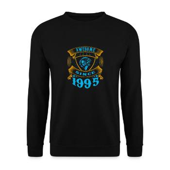 Awesome since 1995. Angel, Angler's Birthday - Unisex Sweatshirt - black - Front - Alina (178cm) & Michal (187cm)