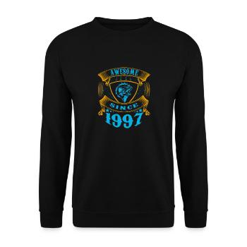 Awesome since 1997. Angel, Angler Geburtstag - Unisex Pullover - Schwarz - Vorne - Alina (178cm) & Michal (187cm)