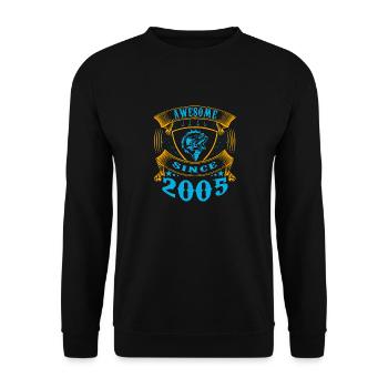 Génial depuis 2005. Angel, l’anniversaire du pêcheur - Sweat-shirt Unisexe - noir - Devant - Alina (178cm) & Michal (187cm)
