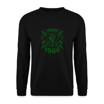 Awesome since 1966. Angel, Angler Geburtstag - Unisex Pullover - Schwarz - Vorne - Alina (178cm) & Michal (187cm)